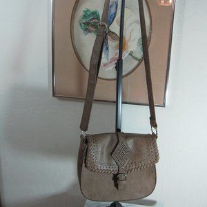 Brown Faux Leather 8 X 9 Cross Body Purse